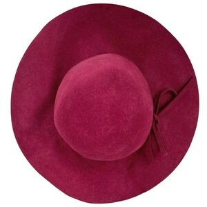 Burgundy 100% Wool Felt Wide Brim Hat Women's Festival Boho Western Core‎
